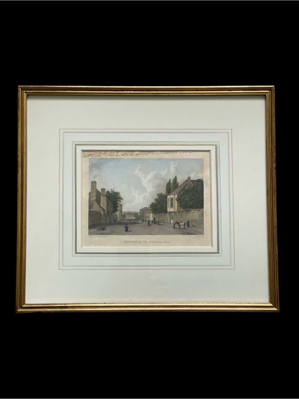 Vtg Framed “Entrance to Newmarket” Print by W. Westall A.R.A. | English Street